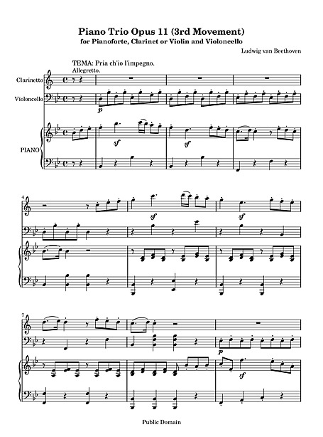 Piano Trio No. 4 "Gassenhauer" Full Score, 3rd Movement - Klarinet ...